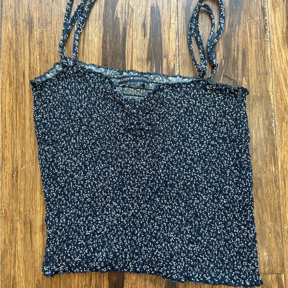 Blue Floral Brandy Melville Crop Top Size:OS